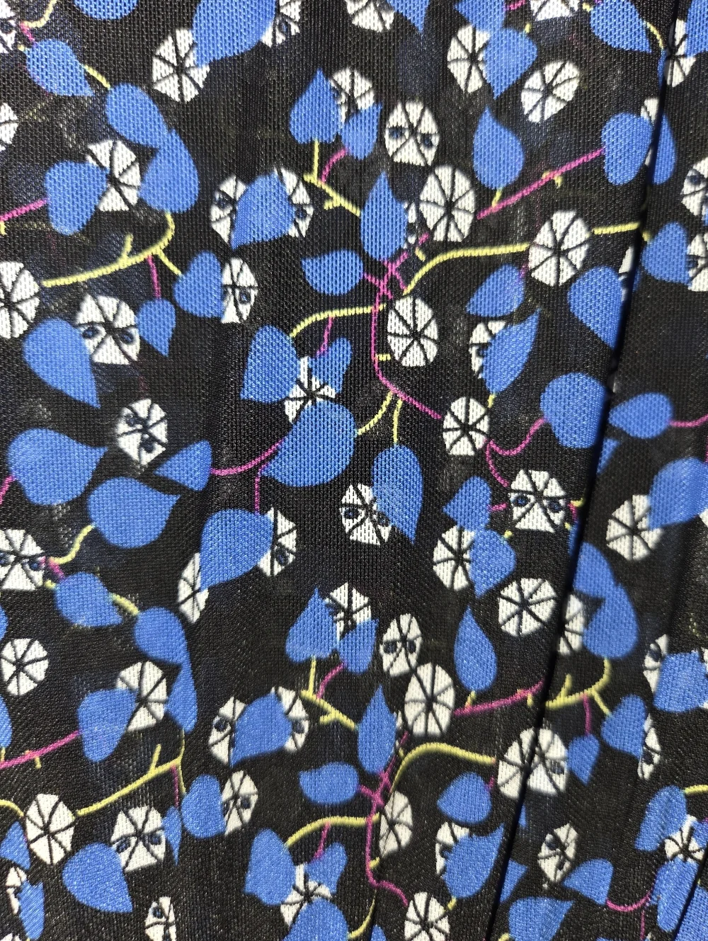 CAbi Blue Floral V-Neck Long Sleeve Dress Size M